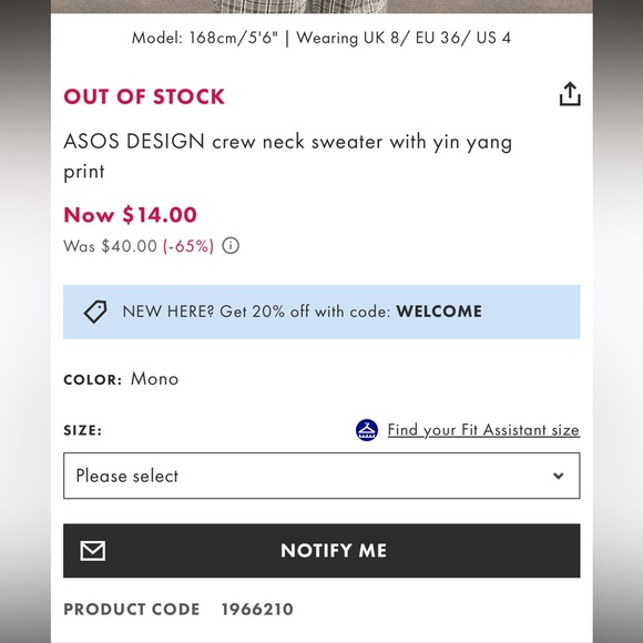 ASOS DESIGN Women’s black and white crew neck sweater with yin yang print - Picture 5 of 9